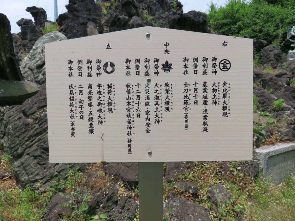 豊受神社 境内神社 金毘羅大権現、秋葉大権現、稲荷大権現の石祠